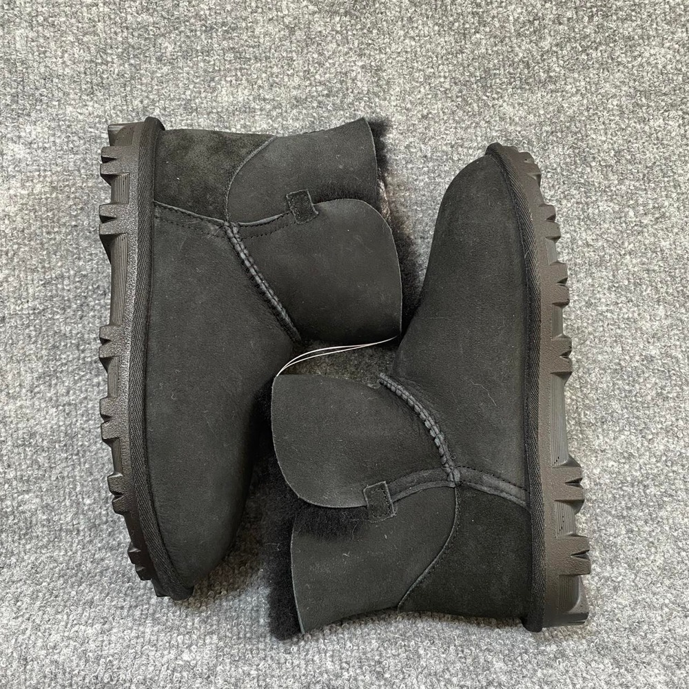 BLACK KIRKLAND SIGNATURE SHEARLING SHEEPSKIN BOOTS FUR Y2K GRUNGE GOTH WINTER